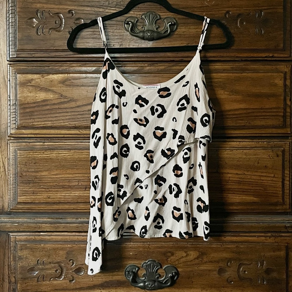 ANDREE BY UNIT Beige and Black Animal Print Top - Picture 6 of 8